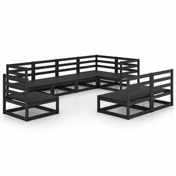 vidaXL 8-tlg. Garten-Lounge-Set Schwarz Massivholz Kiefer