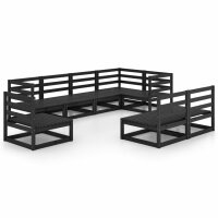 vidaXL 8-tlg. Garten-Lounge-Set Schwarz Massivholz Kiefer