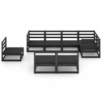 vidaXL 8-tlg. Garten-Lounge-Set Schwarz Massivholz Kiefer