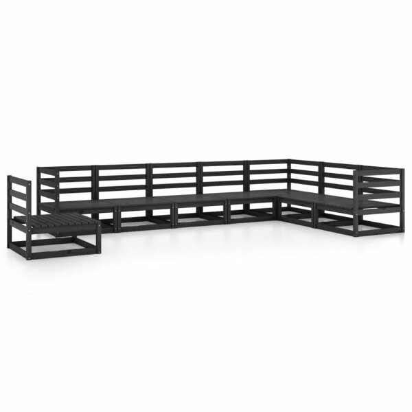 vidaXL 8-tlg. Garten-Lounge-Set Schwarz Massivholz Kiefer