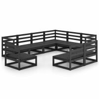 vidaXL 9-tlg. Garten-Lounge-Set Schwarz Massivholz Kiefer