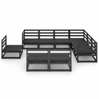 vidaXL 9-tlg. Garten-Lounge-Set Schwarz Massivholz Kiefer