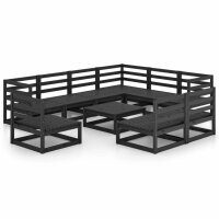 vidaXL 10-tlg. Garten-Lounge-Set Schwarz Massivholz Kiefer