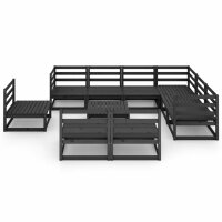 vidaXL 10-tlg. Garten-Lounge-Set Schwarz Massivholz Kiefer