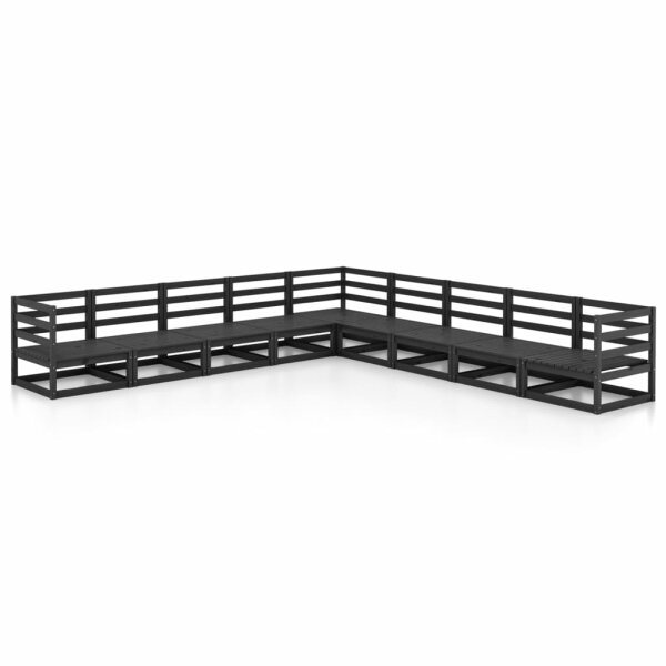 vidaXL 9-tlg. Garten-Lounge-Set Schwarz Massivholz Kiefer