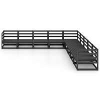 vidaXL 9-tlg. Garten-Lounge-Set Schwarz Massivholz Kiefer