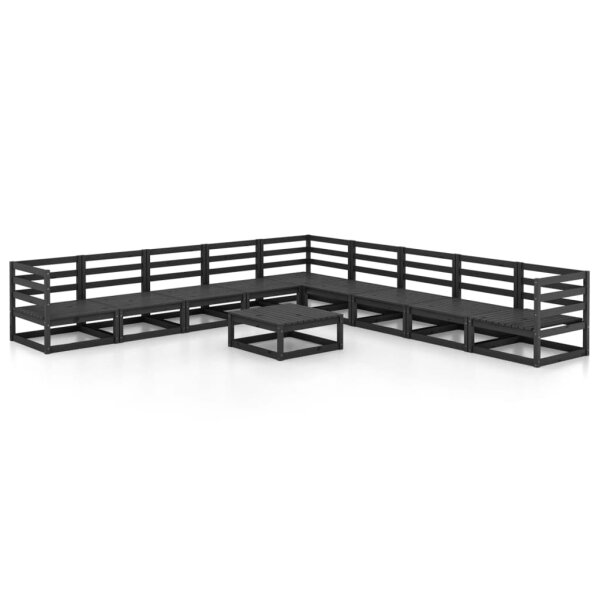 vidaXL 10-tlg. Garten-Lounge-Set Schwarz Massivholz Kiefer