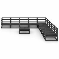 vidaXL 10-tlg. Garten-Lounge-Set Schwarz Massivholz Kiefer