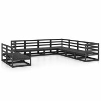 vidaXL 9-tlg. Garten-Lounge-Set Schwarz Massivholz Kiefer