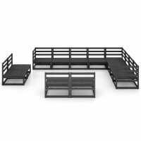 vidaXL 12-tlg. Garten-Lounge-Set Schwarz Massivholz Kiefer