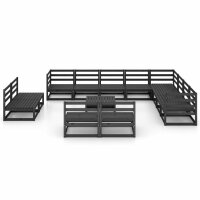 vidaXL 13-tlg. Garten-Lounge-Set Schwarz Massivholz Kiefer