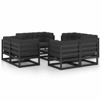 vidaXL 9-tlg. Garten-Lounge-Set mit Kissen Massivholz Kiefer