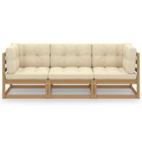 vidaXL 3-Sitzer-Gartensofa mit Kissen Kiefer Massivholz