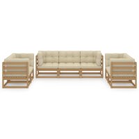 vidaXL 7-tlg. Garten-Lounge-Set mit Kissen Kiefer Massivholz