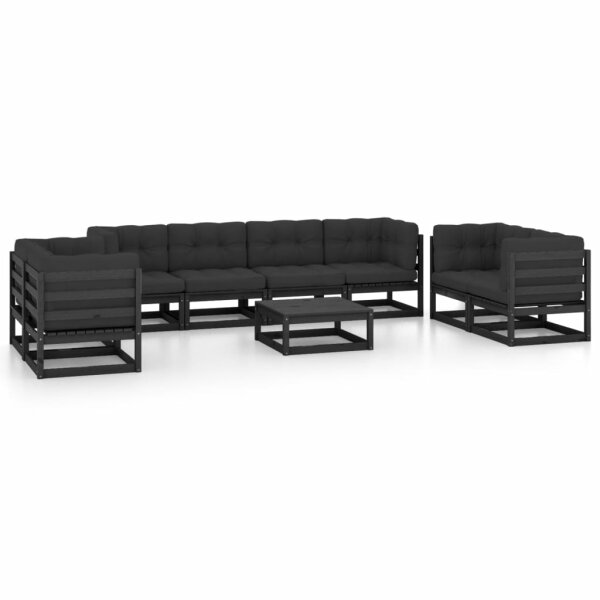 vidaXL 9-tlg. Garten-Lounge-Set mit Kissen Massivholz Kiefer