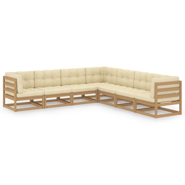 vidaXL 7-tlg. Garten-Lounge-Set mit Kissen Kiefer Massivholz