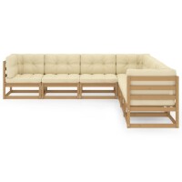 vidaXL 7-tlg. Garten-Lounge-Set mit Kissen Kiefer Massivholz