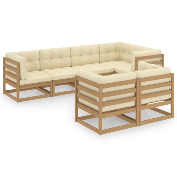 vidaXL 7-tlg. Garten-Lounge-Set mit Kissen Kiefer Massivholz