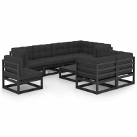 vidaXL 9-tlg. Garten-Lounge-Set mit Kissen Kiefer Massivholz