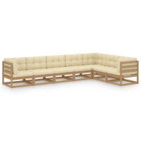 vidaXL 7-tlg. Garten-Lounge-Set Kissen Honigbraun Kiefer Massivholz