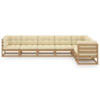 vidaXL 7-tlg. Garten-Lounge-Set Kissen Honigbraun Kiefer Massivholz