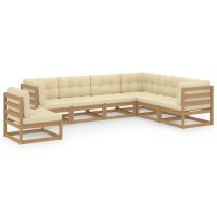 vidaXL 7-tlg. Garten-Lounge-Set Kissen Honigbraun Kiefer Massivholz