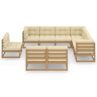 vidaXL 9-tlg. Garten-Lounge-Set Kissen Honigbraun Kiefer Massivholz