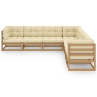 vidaXL 7-tlg. Garten-Lounge-Set Kissen Honigbraun Kiefer Massivholz