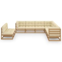 vidaXL 9-tlg. Garten-Lounge-Set Kissen Honigbraun Kiefer Massivholz