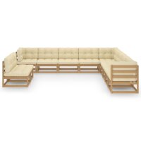 vidaXL 11-tlg. Garten-Lounge-Set Kissen Honigbraun Kiefer Massivholz