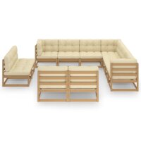 vidaXL 11-tlg. Garten-Lounge-Set Kissen Honigbraun Kiefer Massivholz