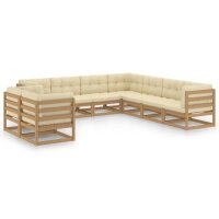 vidaXL 9-tlg. Garten-Lounge-Set Kissen Honigbraun Kiefer Massivholz