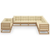 vidaXL 9-tlg. Garten-Lounge-Set Kissen Honigbraun Kiefer Massivholz