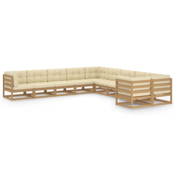 vidaXL 10-tlg. Garten-Lounge-Set Kissen Honigbraun Kiefer Massivholz