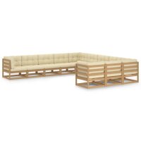 vidaXL 11-tlg. Garten-Lounge-Set Kissen Honigbraun Kiefer...