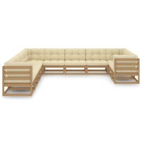 vidaXL 11-tlg. Garten-Lounge-Set Kissen Honigbraun Kiefer...