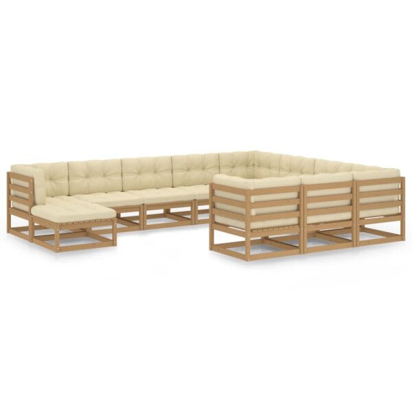 vidaXL 11-tlg. Garten-Lounge-Set Kissen Honigbraun Kiefer Massivholz