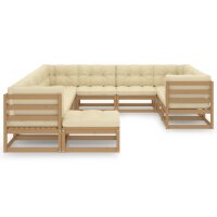 vidaXL 11-tlg. Garten-Lounge-Set Kissen Honigbraun Kiefer...