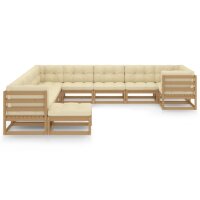 vidaXL 11-tlg. Garten-Lounge-Set Kissen Honigbraun Kiefer...