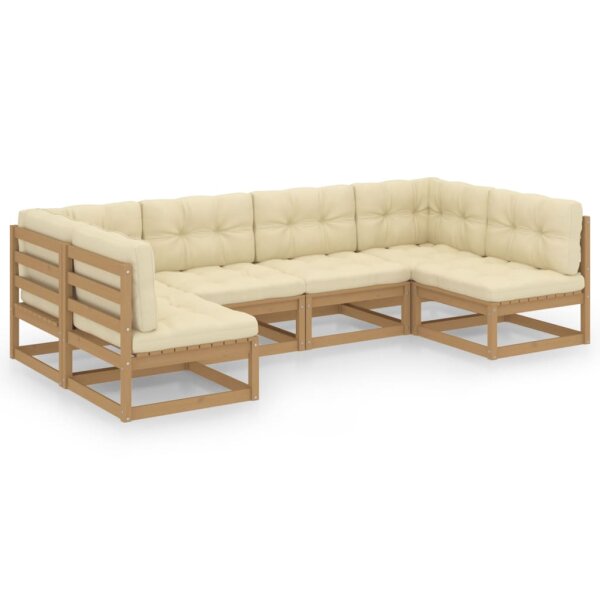 vidaXL 6-tlg. Garten-Lounge-Set Kissen Honigbraun Kiefer Massivholz