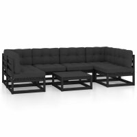 vidaXL 7-tlg. Garten-Lounge-Set mit Kissen Schwarz...