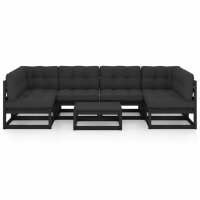 vidaXL 7-tlg. Garten-Lounge-Set mit Kissen Schwarz...