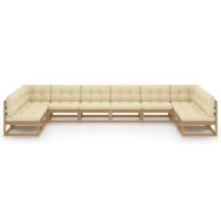 vidaXL 10-tlg. Garten-Lounge-Set Kissen Honigbraun Kiefer Massivholz