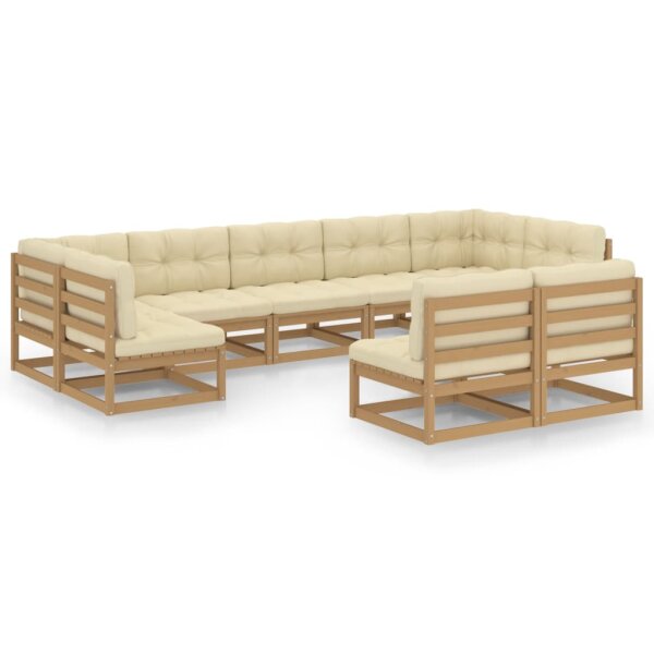 vidaXL 9-tlg. Garten-Lounge-Set Kissen Honigbraun Kiefer Massivholz