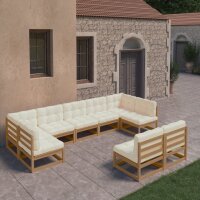 vidaXL 9-tlg. Garten-Lounge-Set Kissen Honigbraun Kiefer Massivholz