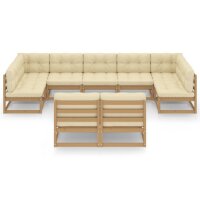 vidaXL 9-tlg. Garten-Lounge-Set Kissen Honigbraun Kiefer Massivholz