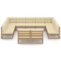 vidaXL 11-tlg. Garten-Lounge-Set Kissen Honigbraun Kiefer...