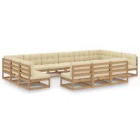 vidaXL 13-tlg. Garten-Lounge-Set Kissen Honigbraun Kiefer Massivholz