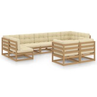 vidaXL 9-tlg. Garten-Lounge-Set Kissen Honigbraun Kiefer Massivholz