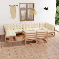 vidaXL 9-tlg. Garten-Lounge-Set Kissen Honigbraun Kiefer Massivholz